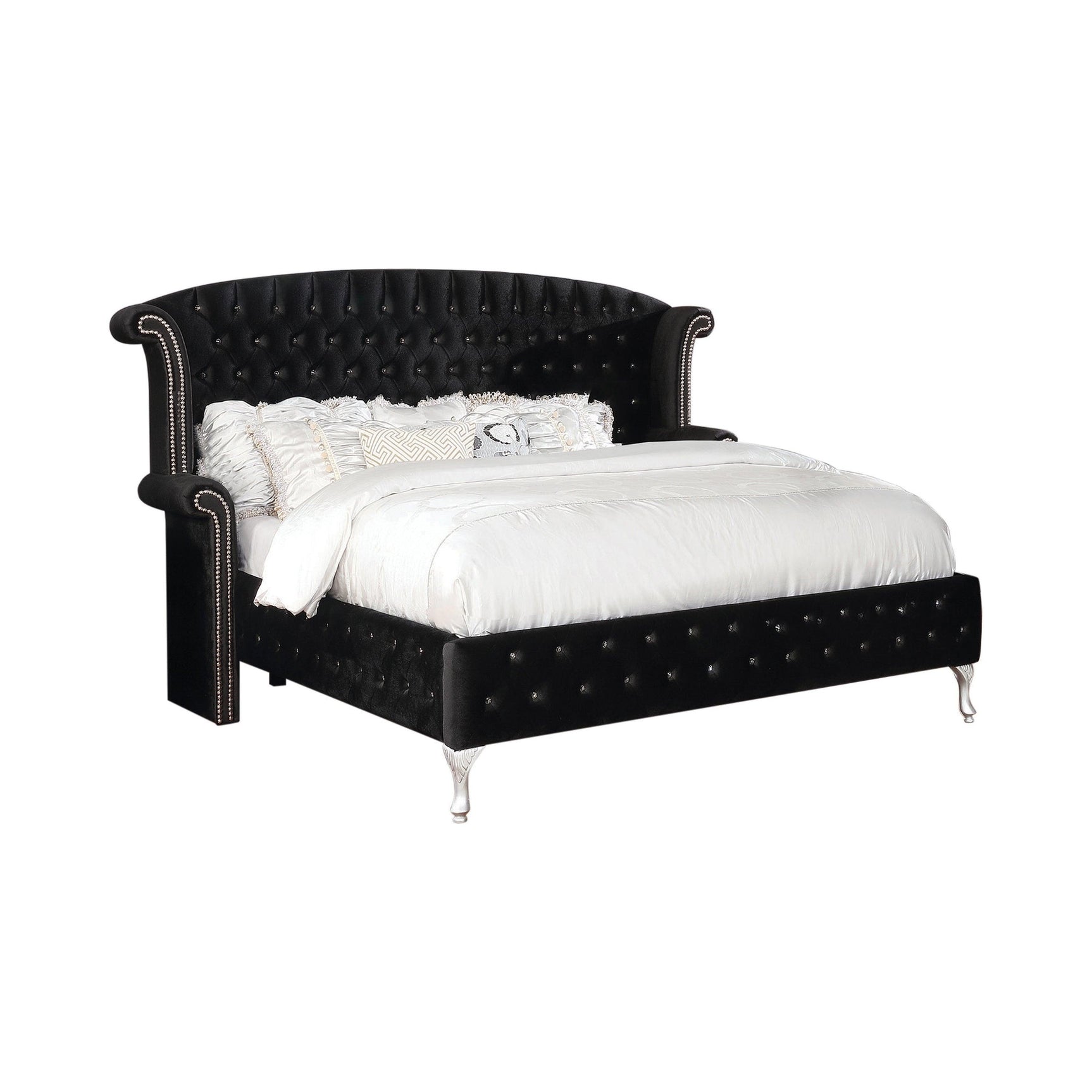 Deanna Button Tufted Mirror Black - Ella Furniture