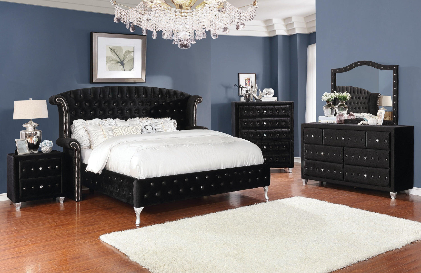 Deanna Queen Tufted Upholstered Bed Black - Ella Furniture