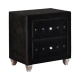 Deanna Button Tufted Mirror Black - Ella Furniture