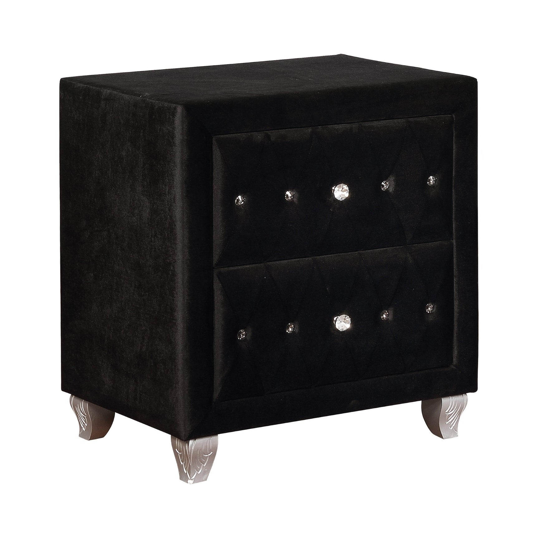 Deanna Button Tufted Mirror Black - Ella Furniture