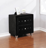 Deanna Button Tufted Mirror Black - Ella Furniture