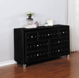 Deanna Button Tufted Mirror Black - Ella Furniture