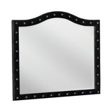 Deanna Button Tufted Mirror Black - Ella Furniture