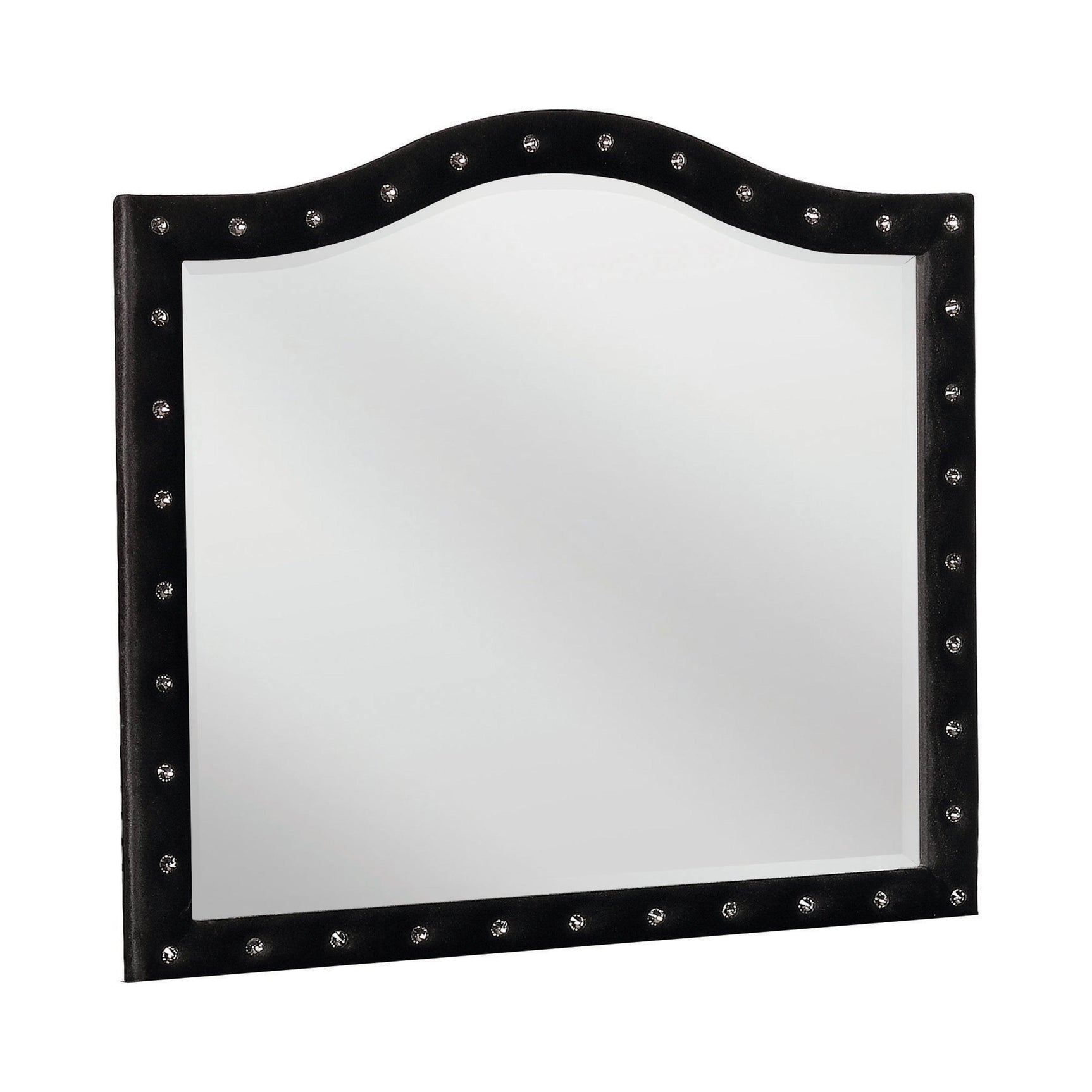 Deanna Button Tufted Mirror Black - Ella Furniture