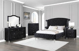 Deanna Button Tufted Mirror Black - Ella Furniture