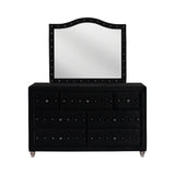 Deanna Button Tufted Mirror Black - Ella Furniture