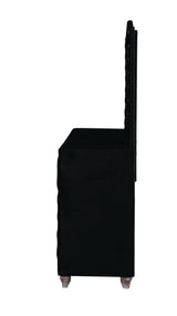 Deanna Button Tufted Mirror Black - Ella Furniture