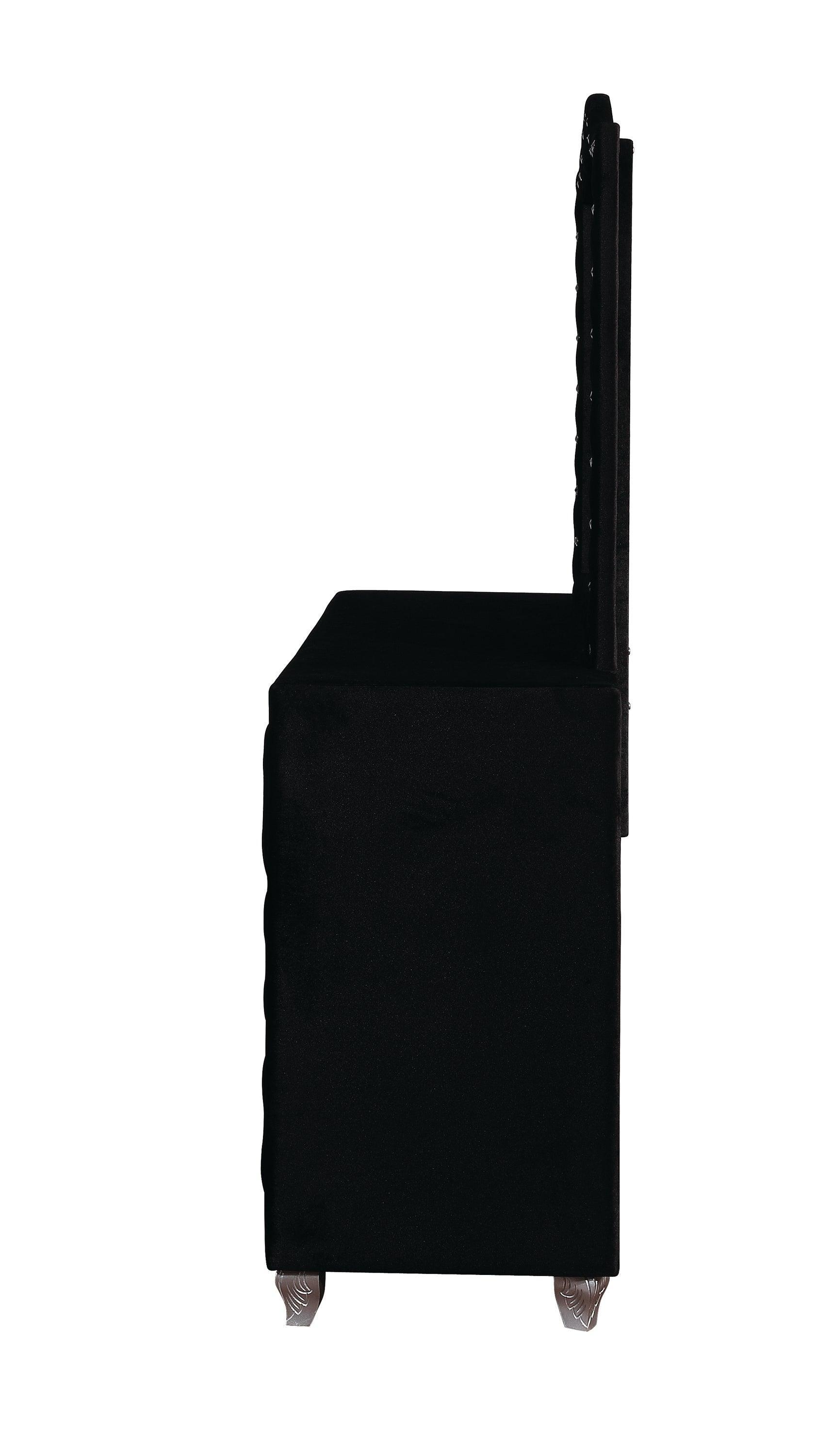 Deanna Button Tufted Mirror Black - Ella Furniture