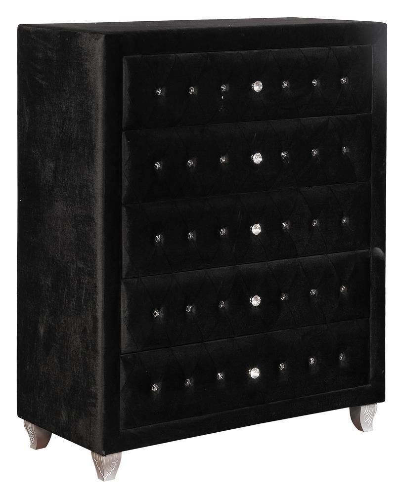 Deanna 5-Drawer Rectangular Chest Black - Ella Furniture
