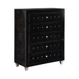 Deanna Button Tufted Mirror Black - Ella Furniture