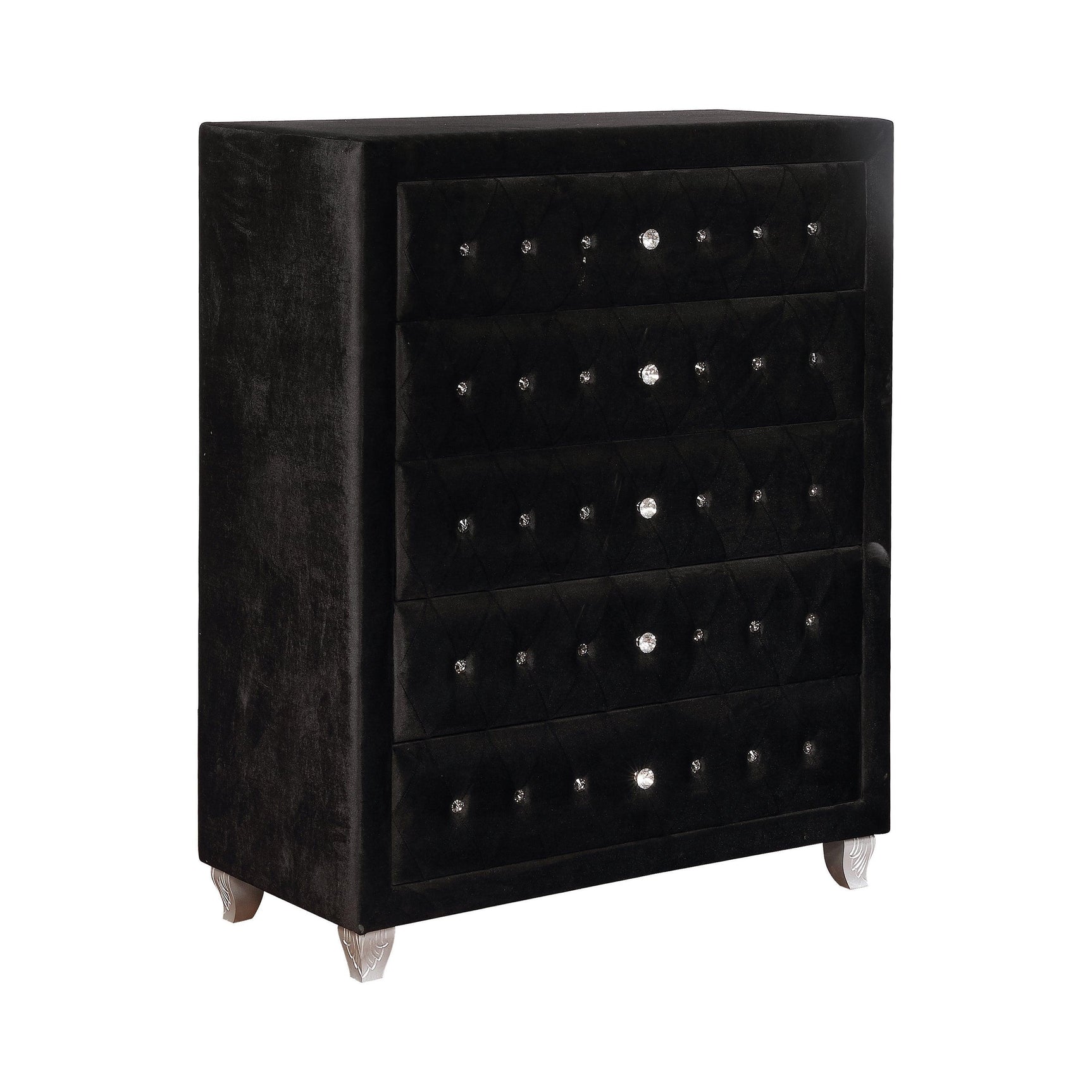 Deanna Button Tufted Mirror Black - Ella Furniture