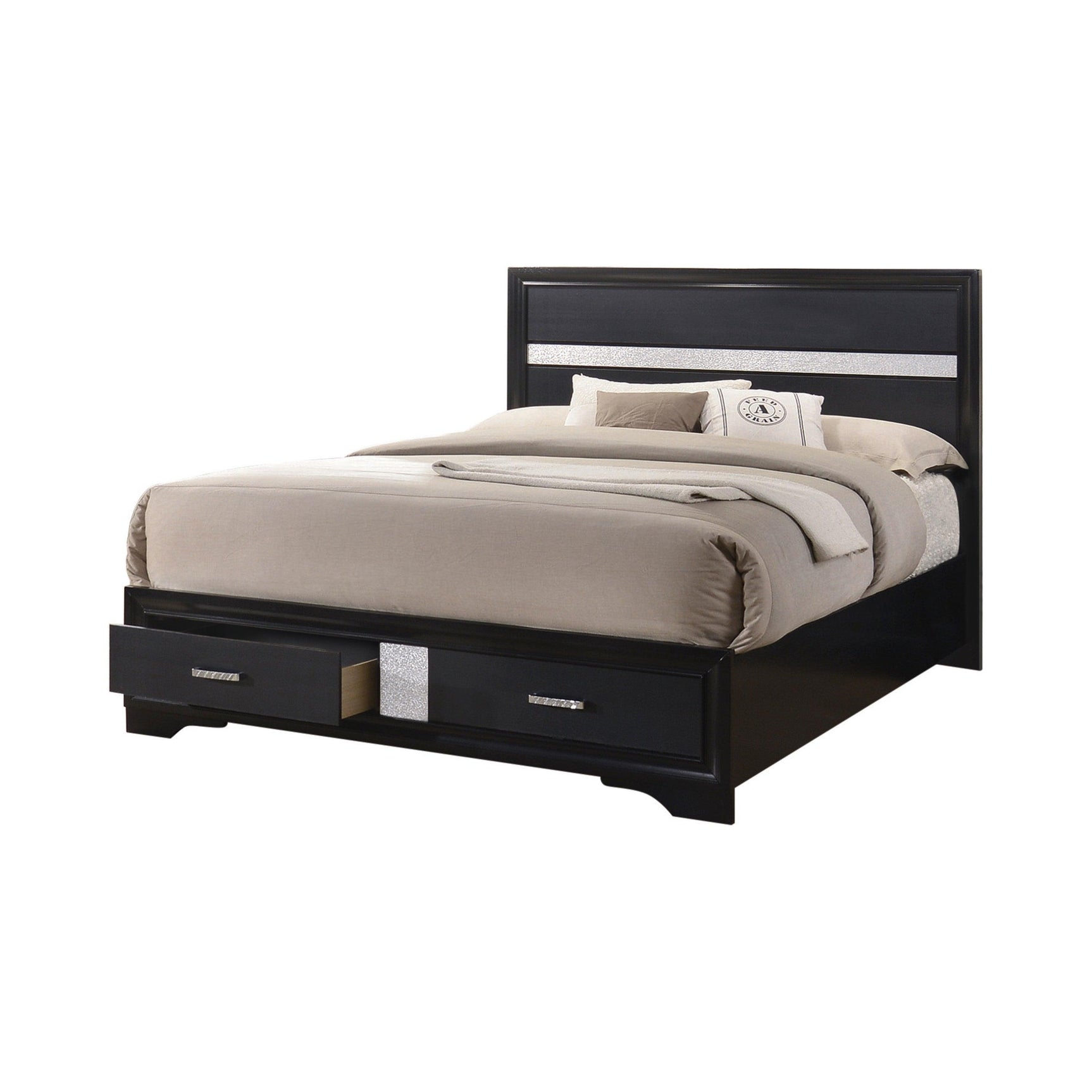 Miranda Queen 2-Drawer Storage Bed Black - Ella Furniture