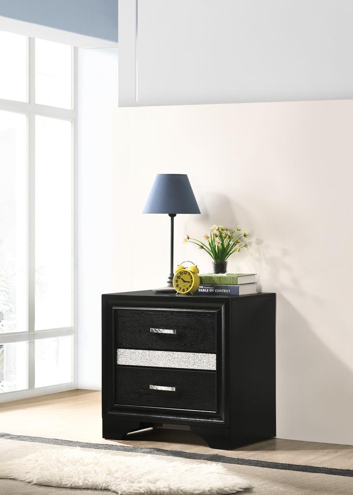 Miranda 2-Drawer Nightstand Tray Black - Ella Furniture