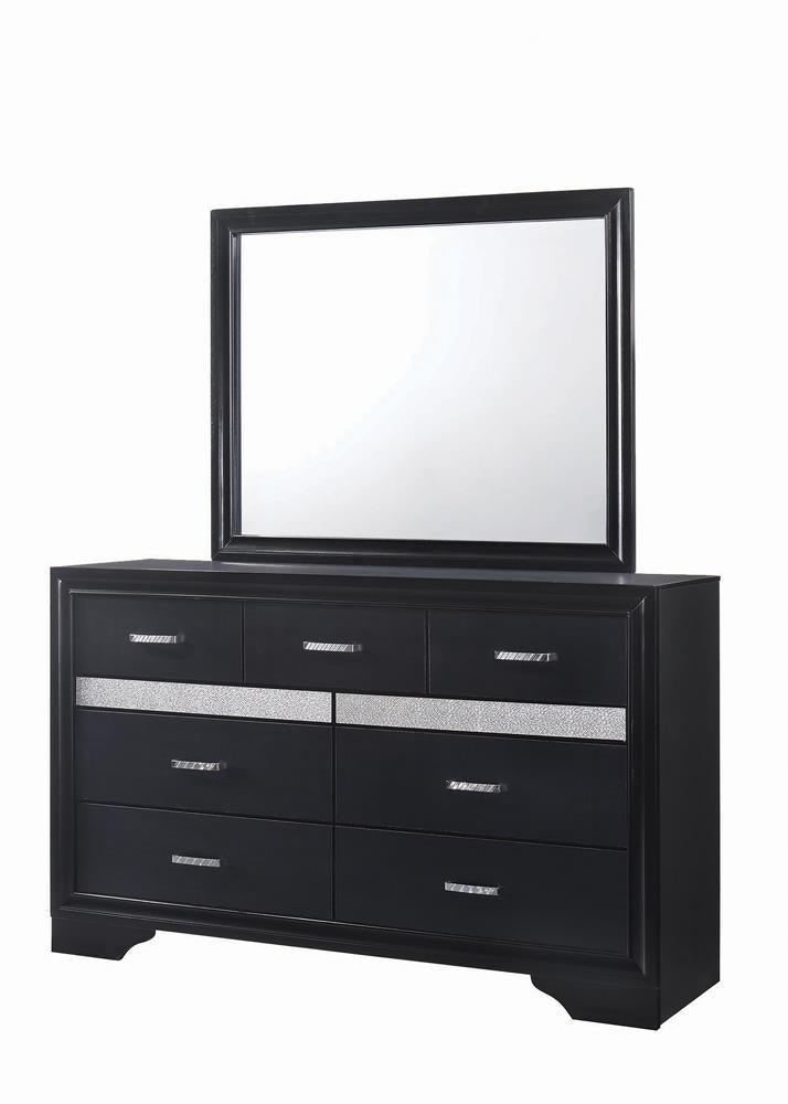 Miranda 7-Drawer Dresser Black And Rhinestone - Ella Furniture