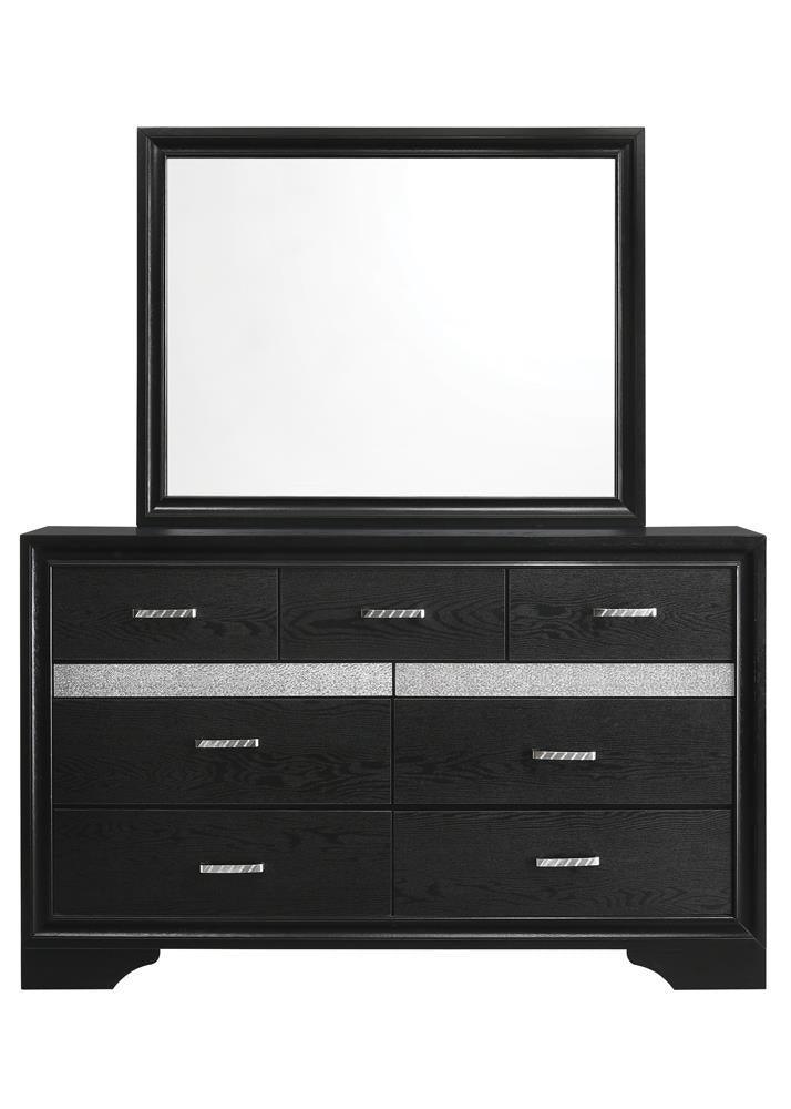 Miranda 7-Drawer Dresser Black And Rhinestone - Ella Furniture