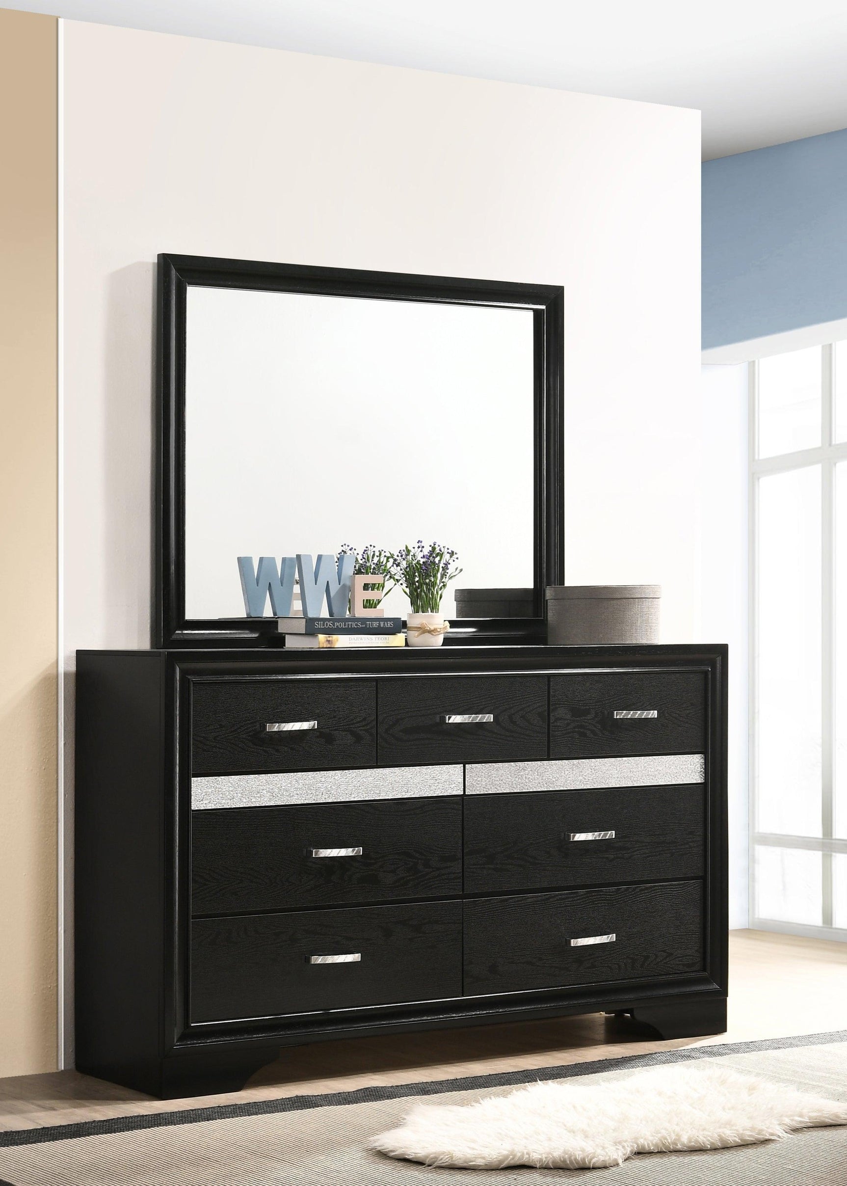 Miranda Rectangular Mirror Black - Ella Furniture