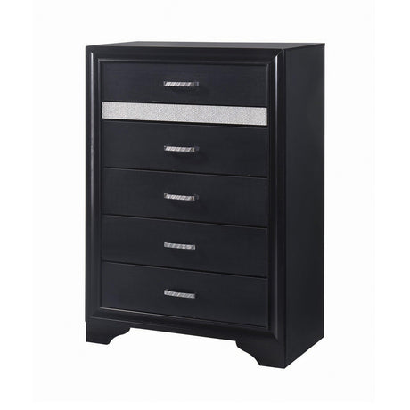 Miranda 7-Drawer Dresser Black And Rhinestone - Ella Furniture
