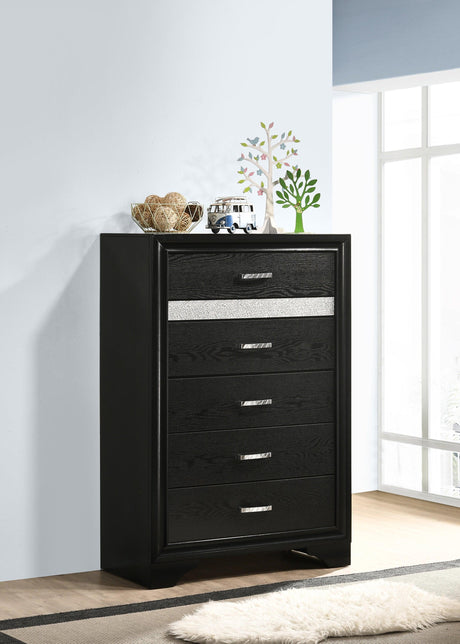 Miranda 7-Drawer Dresser Black And Rhinestone - Ella Furniture