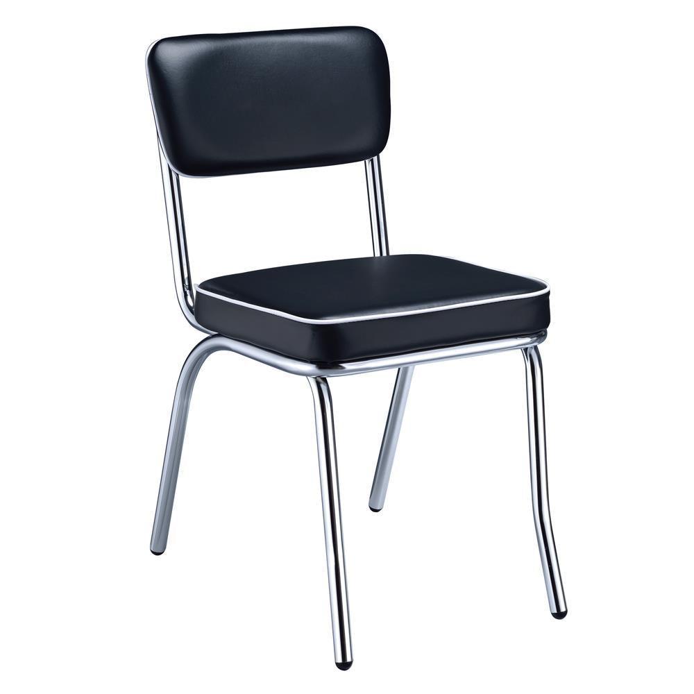 Retro Open Back Side Chairs Black And Chrome (Set Of 2) - Ella Furniture