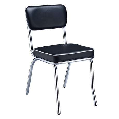 Retro Open Back Side Chairs Black And Chrome (Set Of 2) - Ella Furniture