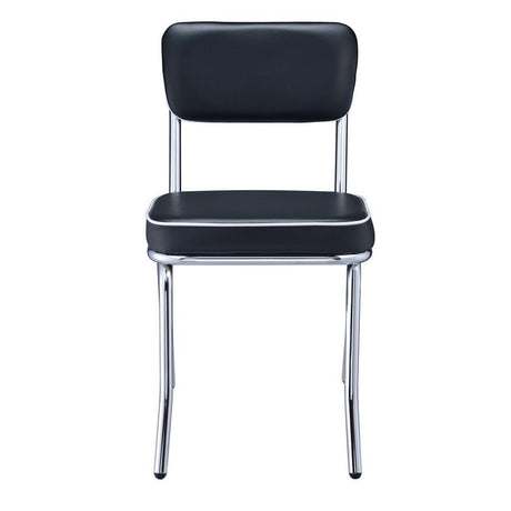 Retro Open Back Side Chairs Black And Chrome (Set Of 2) - Ella Furniture