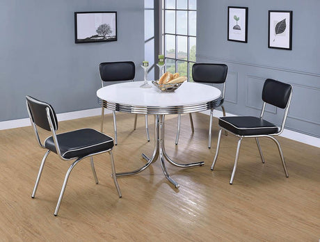 Retro Open Back Side Chairs Black And Chrome (Set Of 2) - Ella Furniture