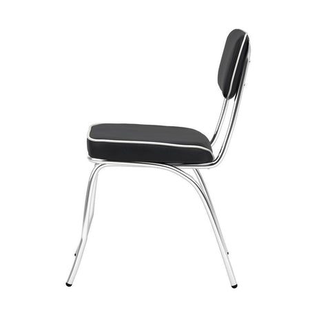 Retro Open Back Side Chairs Black And Chrome (Set Of 2) - Ella Furniture