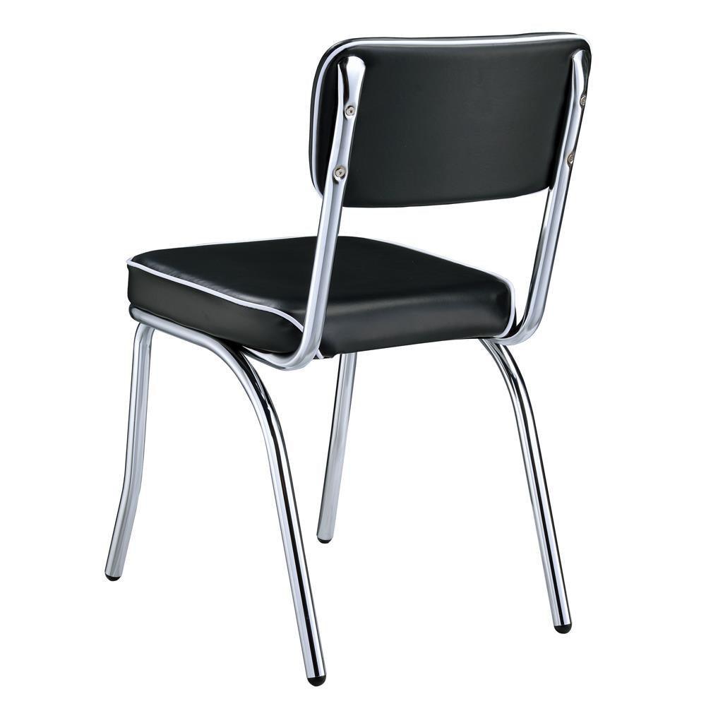 Retro Open Back Side Chairs Black And Chrome (Set Of 2) - Ella Furniture