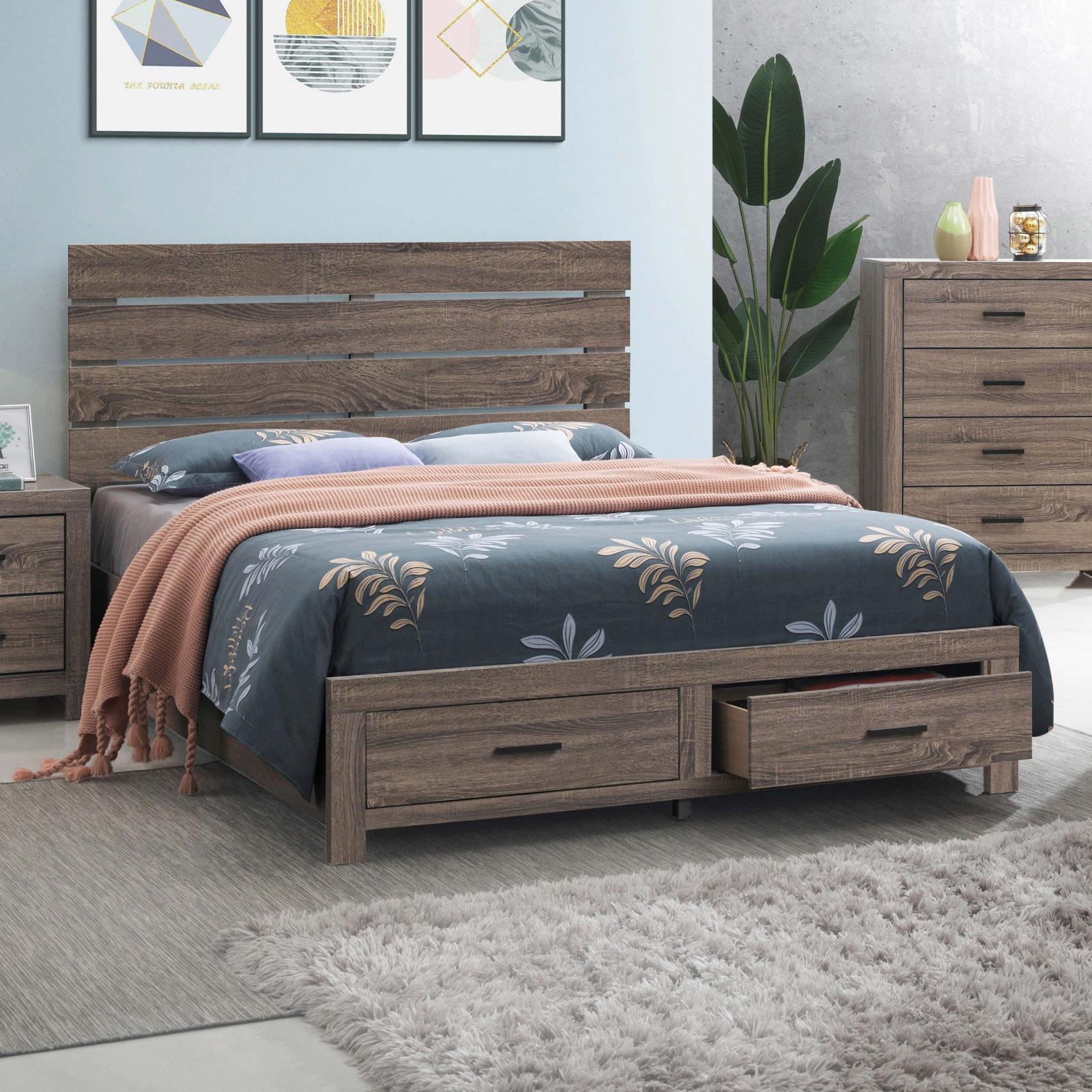 Brantford Queen Storage Bed Barrel Oak - Ella Furniture