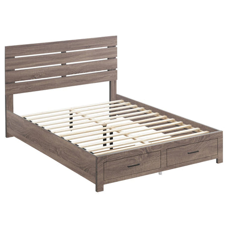 Brantford Queen Storage Bed Barrel Oak - Ella Furniture