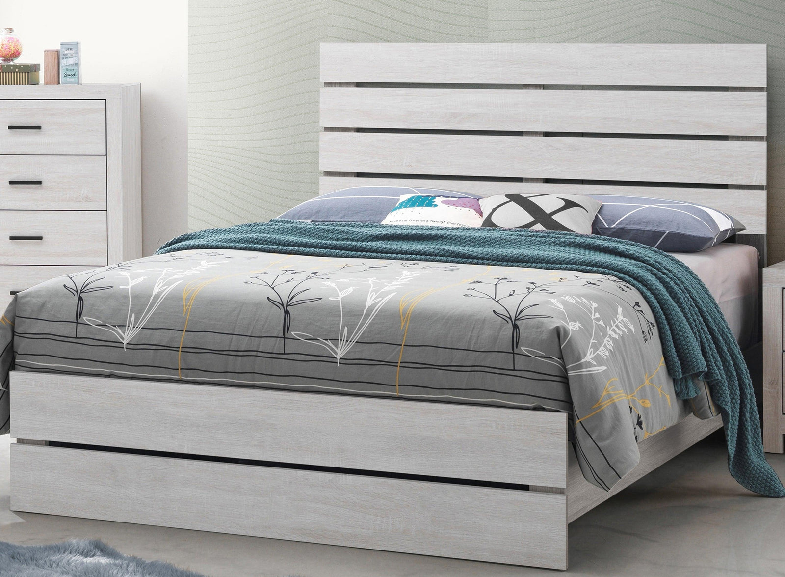 Brantford Queen Panel Bed Coastal White - Ella Furniture