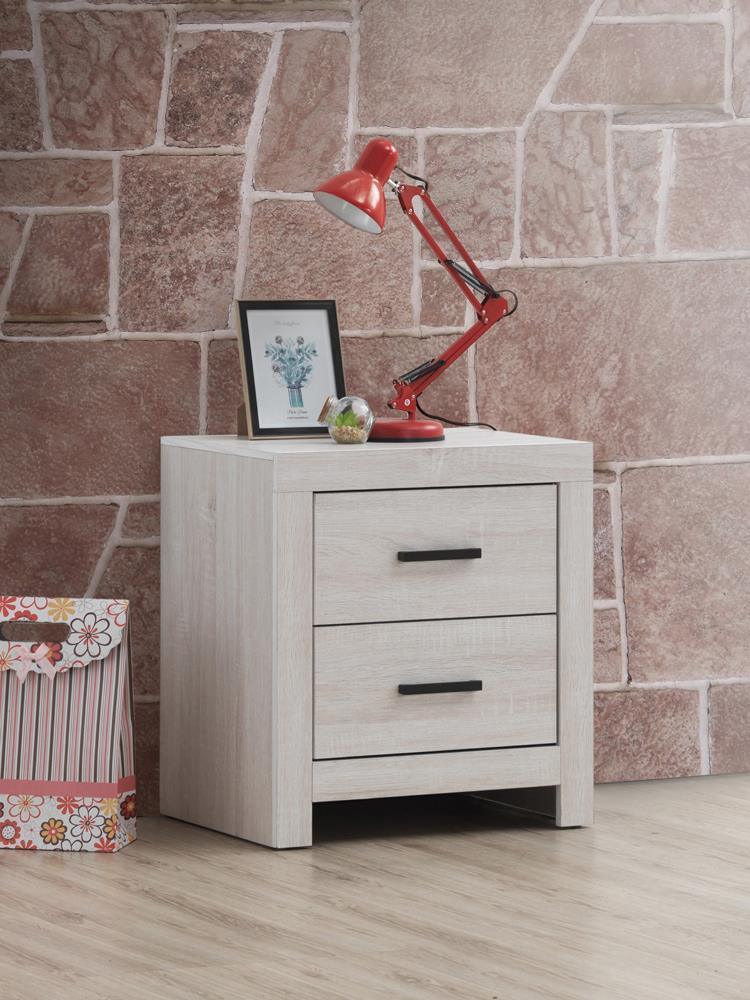 Brantford 2-Drawer Nightstand Coastal White - Ella Furniture