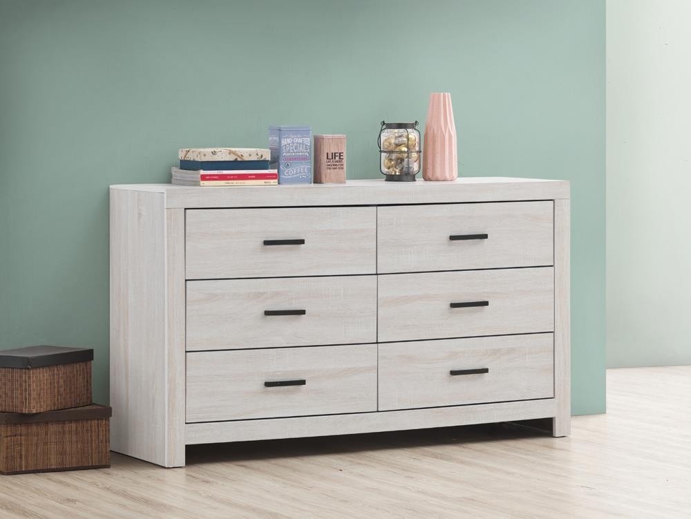 Brantford 6-Drawer Dresser Coastal White - Ella Furniture