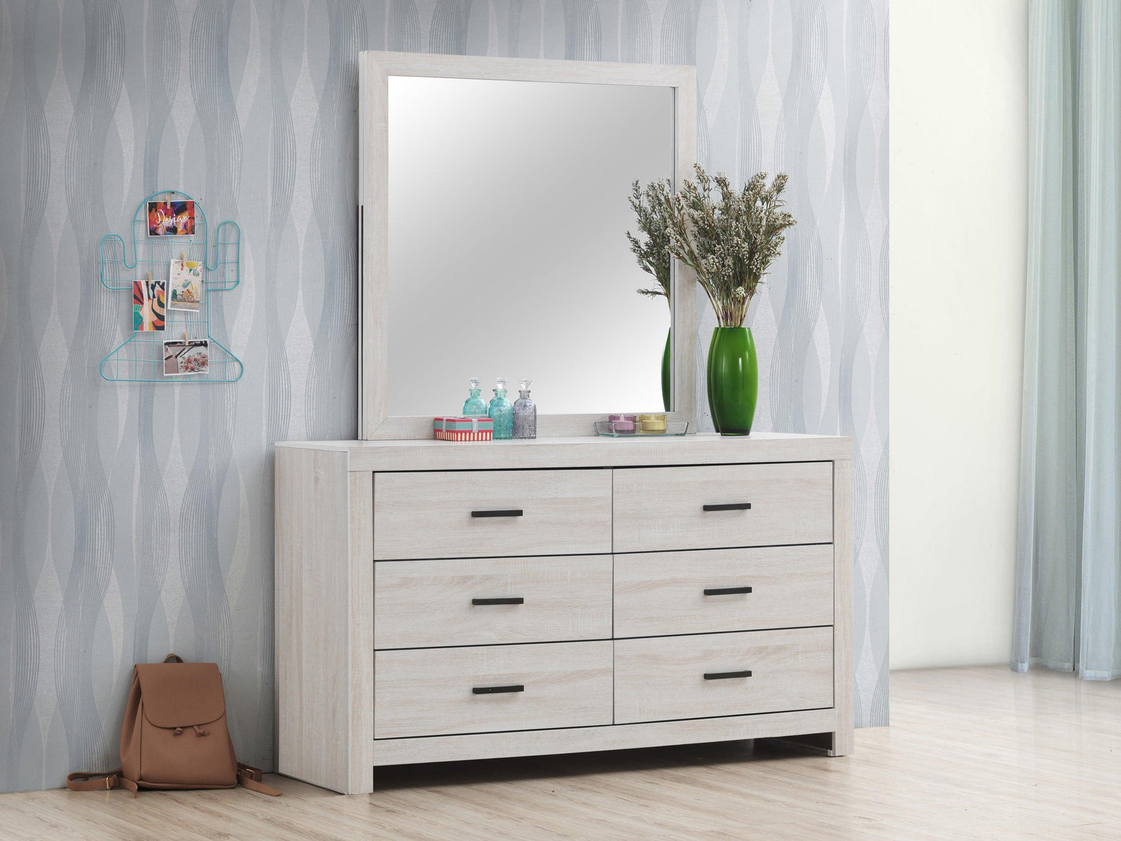 Brantford Rectangle Dresser Mirror Coastal White - Ella Furniture