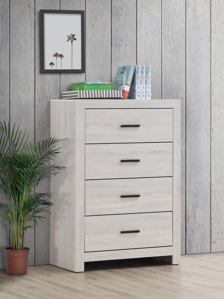 Brantford 4-Drawer Chest Coastal White - Ella Furniture