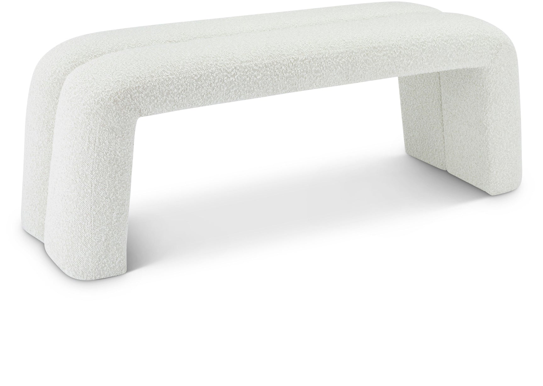 Arc Cream Boucle Fabric Bench - Ella Furniture
