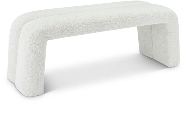 Arc Cream Boucle Fabric Bench - Ella Furniture