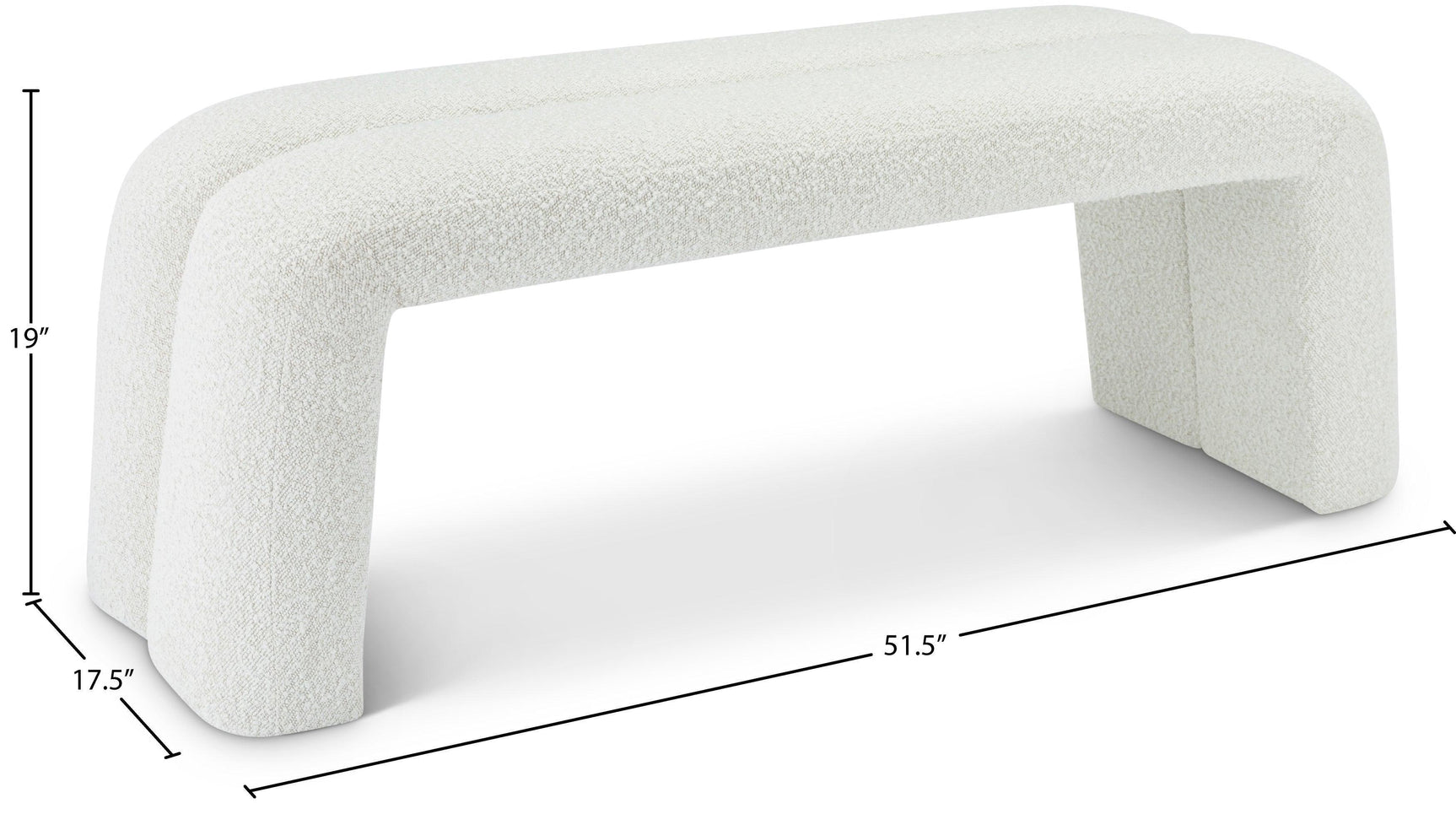 Arc Cream Boucle Fabric Bench - Ella Furniture