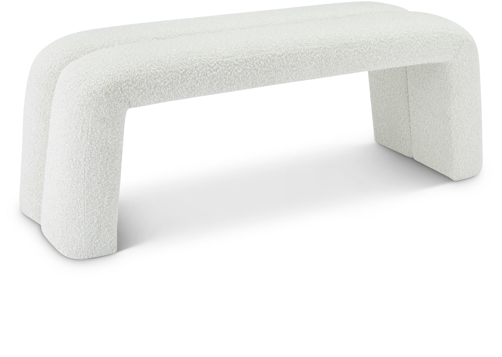 Arc Cream Boucle Fabric Bench - Ella Furniture