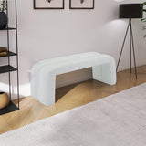 Arc White Faux Leather Bench - Ella Furniture