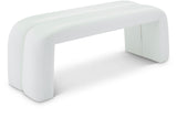 Arc White Faux Leather Bench - Ella Furniture