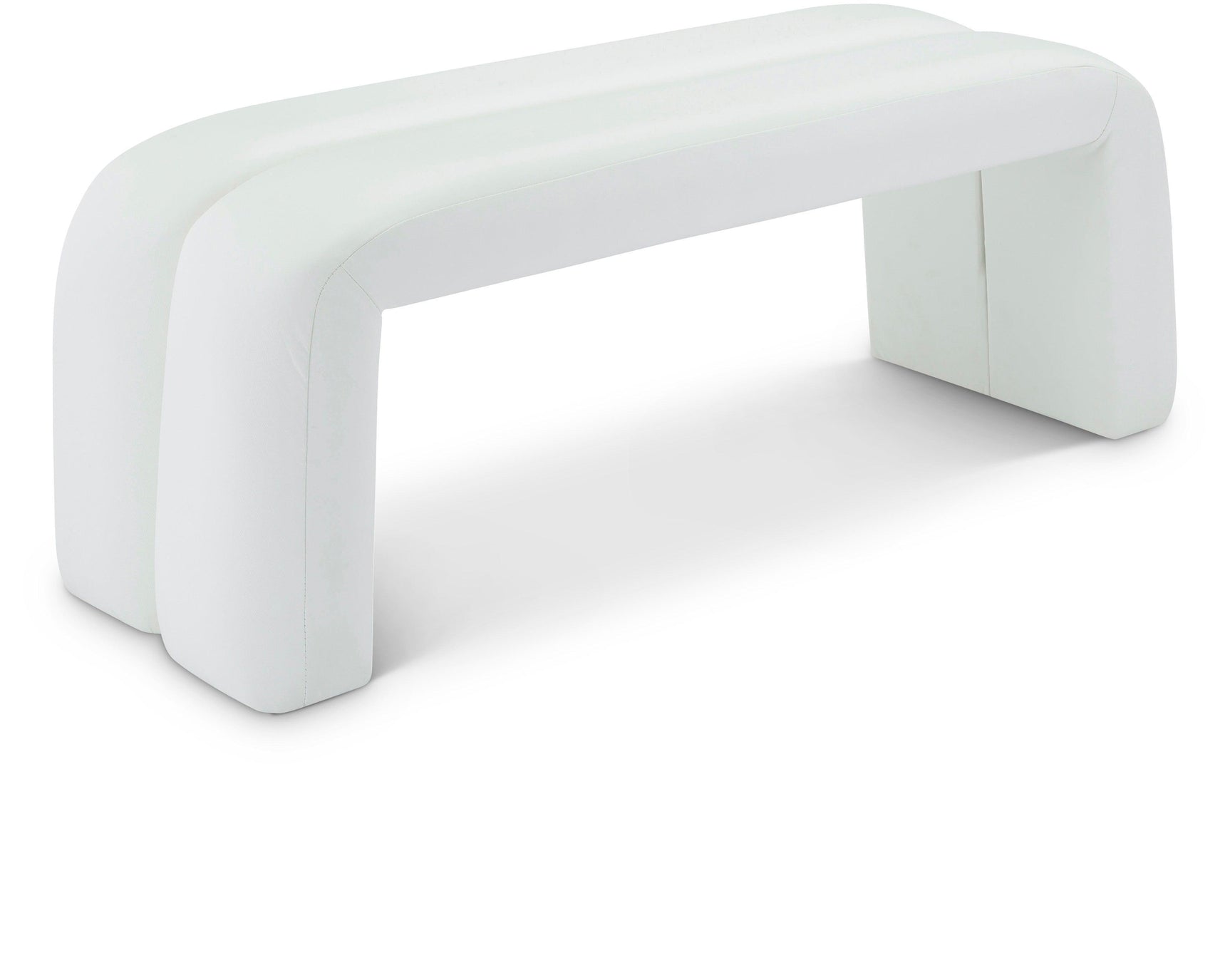 Arc White Faux Leather Bench - Ella Furniture