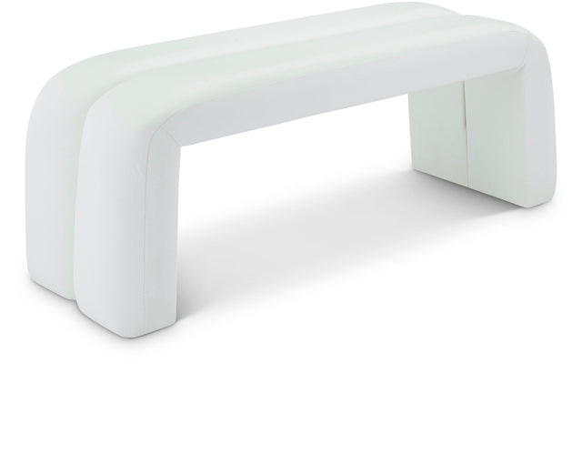 Arc White Faux Leather Bench - Ella Furniture