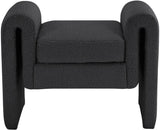 Stylus Black Boucle Fabric 31.5" Bench - Ella Furniture