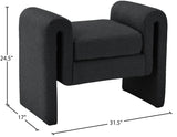Stylus Black Boucle Fabric 31.5" Bench - Ella Furniture