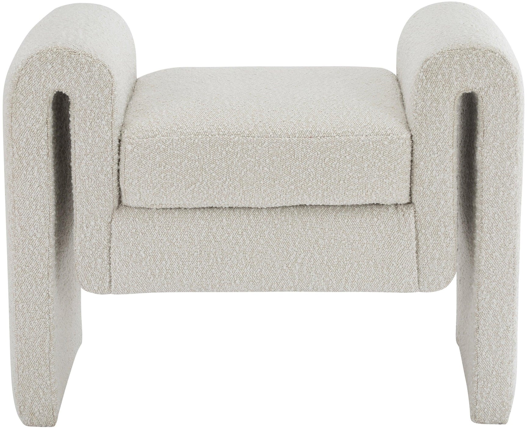 Stylus Cream Boucle Fabric 31.5" Bench - Ella Furniture