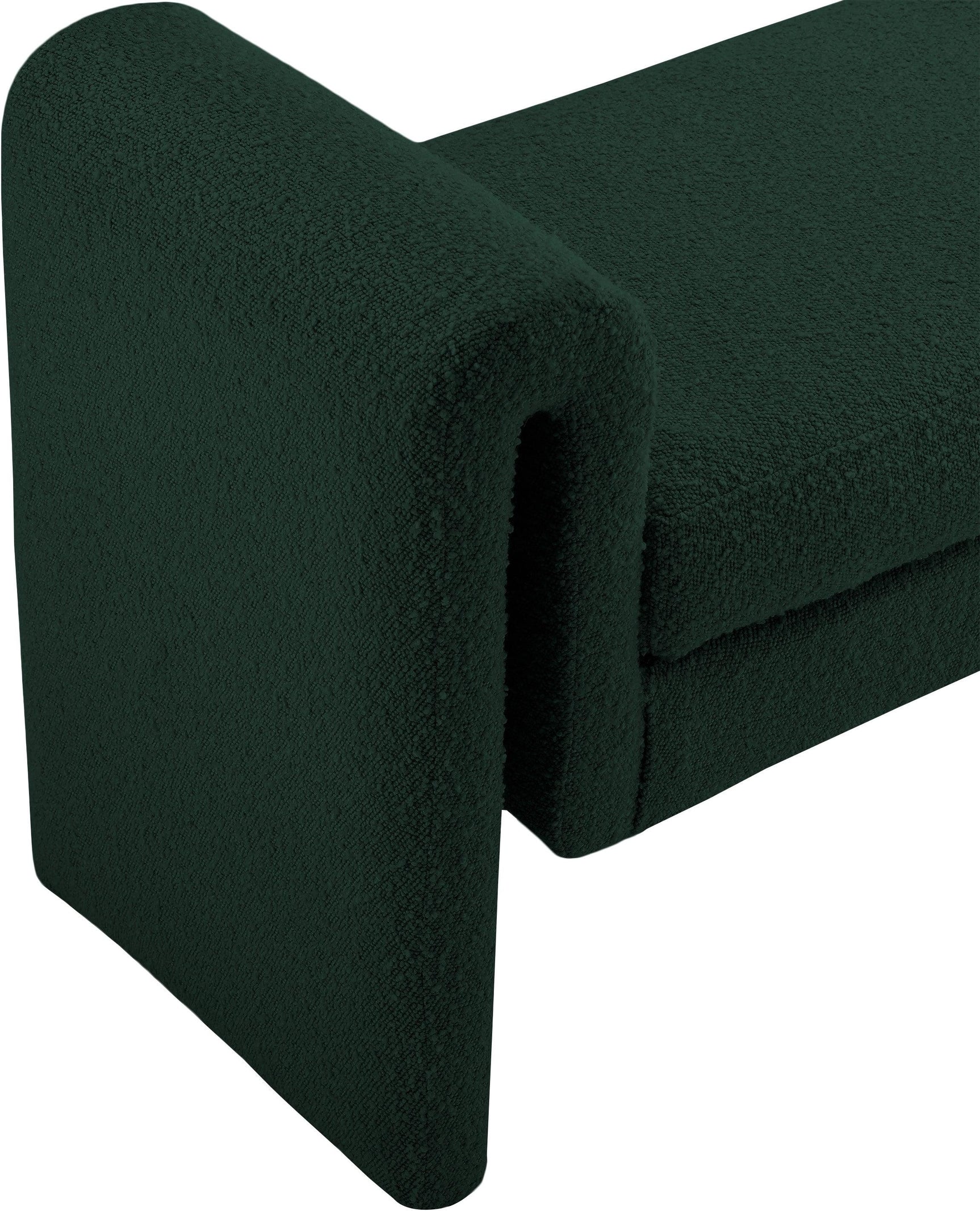 Stylus Green Boucle Fabric 31.5" Bench - Ella Furniture