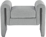 Stylus Grey Boucle Fabric 31.5" Bench - Ella Furniture