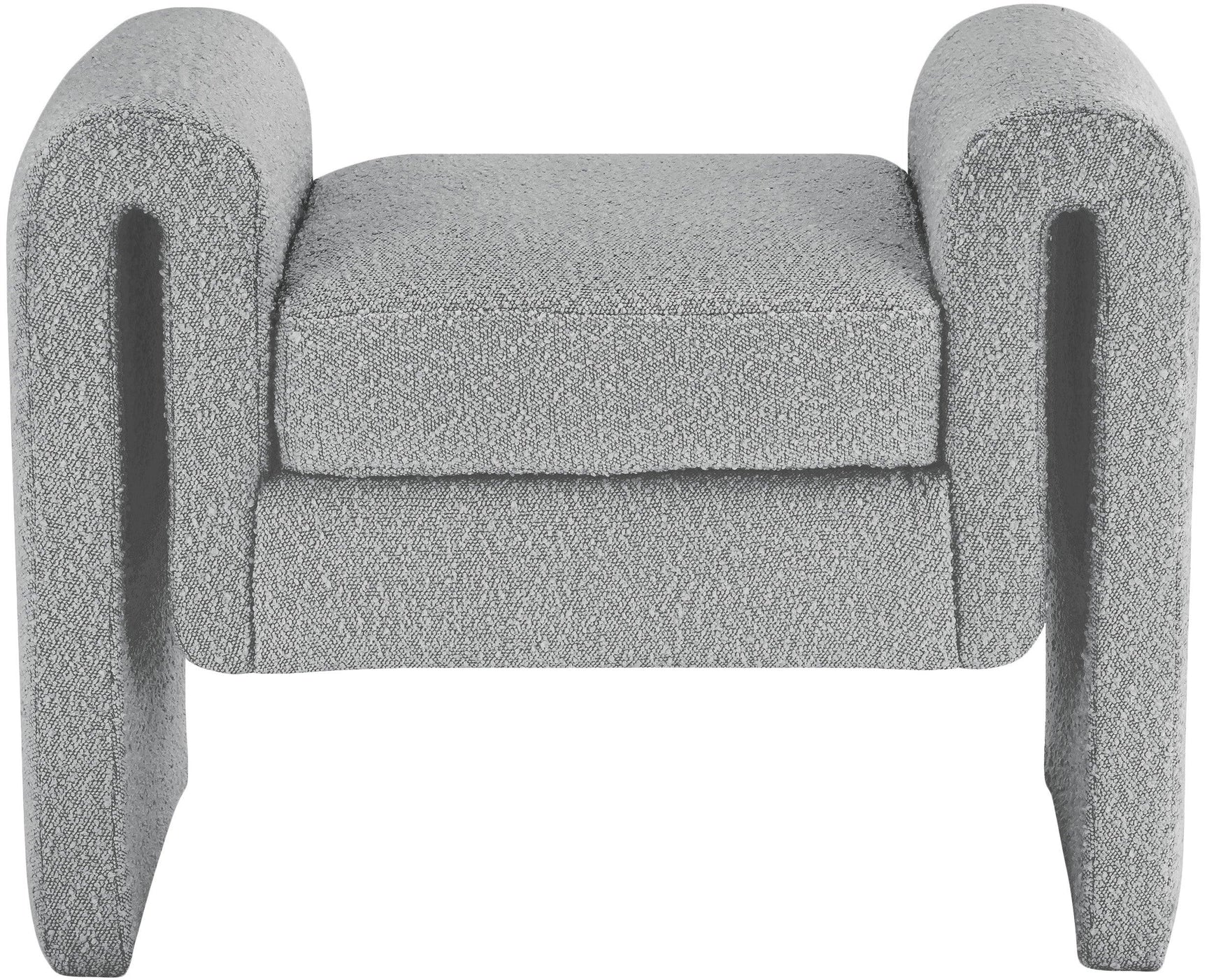 Stylus Grey Boucle Fabric 31.5" Bench - Ella Furniture