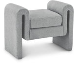 Stylus Grey Boucle Fabric 31.5" Bench - Ella Furniture
